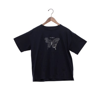 ブローディア BRODIAEA バタフライプリント半袖スムースTシャツ （ネイビー）