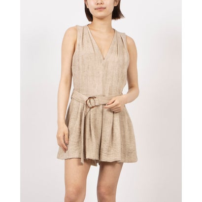 リナシメント RINASCIMENTO リネンライクベルトマークペプラムオールインワン （Beige）