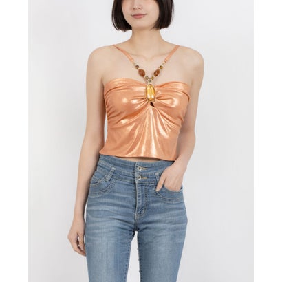 リナシメント RINASCIMENTO シャイニーストーンストラップトップス （Arancio）