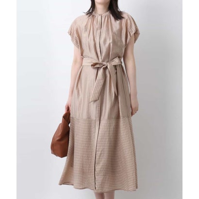 オフオン OFUON シアードビーストライプワンピース/洗える/WEB限定 (ベージュ)|LOCOMALL(ロコンド公式ストア)