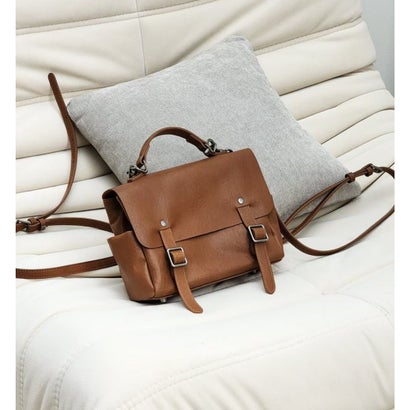 トミエコ Tomieco LEATHER 羊革スクエアバッグパック 2wayトートバッグ （BROWN）