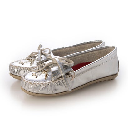 ミネトンカ MINNETONKA THUNDERBIRD ANIMIKII（サンダーバード アニミキイ）リボンモカシンシューズ （シルバー）画像