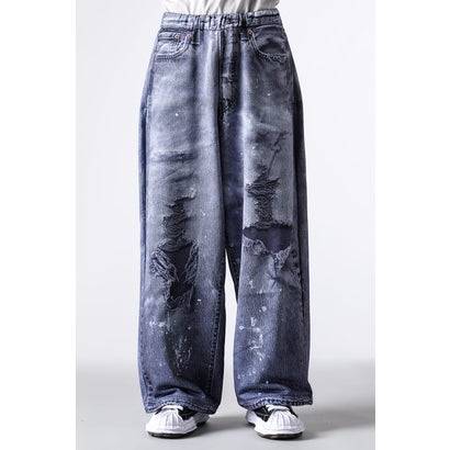 トーキング アバウト ジ アブストラクション TALKING ABOUT THE ABSTRACTION Denim Print Wide Pt （Black）