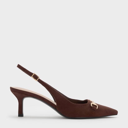 導管ビット ポインテッドトゥスリングバックパンプス （Dark Brown Textured）