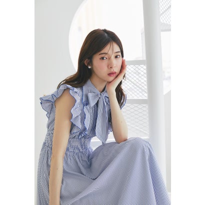 トッコクローゼット tocco closet フリルボウタイストライプワンピース