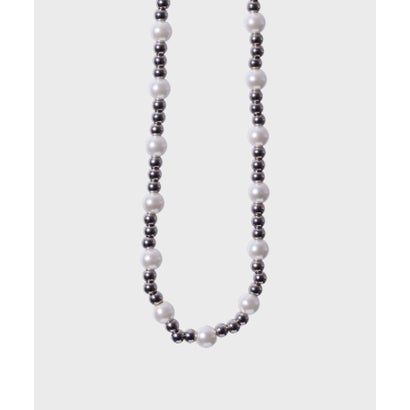 エルエイチエムイー LHME 【WEB限定】“MELLOW”パールミックスボールチェーンネックレス/ミディアム/サージカルステンレス（金属アレルギー対応） （ホワイト×シルバー）