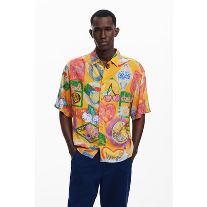 デシグアル Desigual フルーツ柄の半袖シャツ （オレンジ）