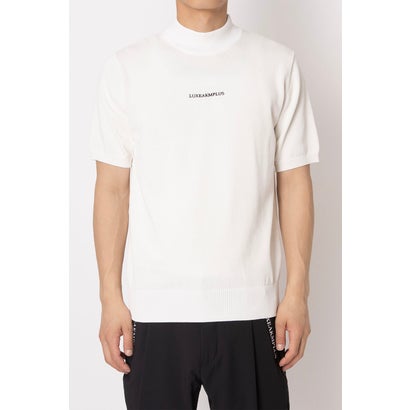 リュクスエイケイエムプラス LUXEAKMPLUS ゴルフ ゴルフ うしろ側ロゴタイプ半袖モックネックニット（白いこと） メンズウェア-その他-スポーツ・アウトドア