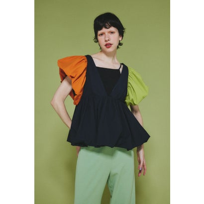 ［予約］2way balloon hem tops 柄NVY5