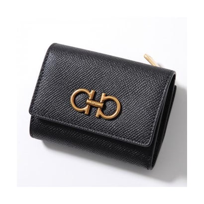 サルバトーレフェラガモ Salvatore Ferragamo FERRAGAMO 三つ折り紙入れ THE GANCINI 22 0862 （001/NERO/黒いこと）