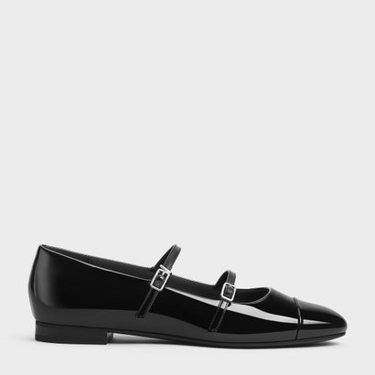 パテント ダブルストラップメリージェーン (Black Patent)