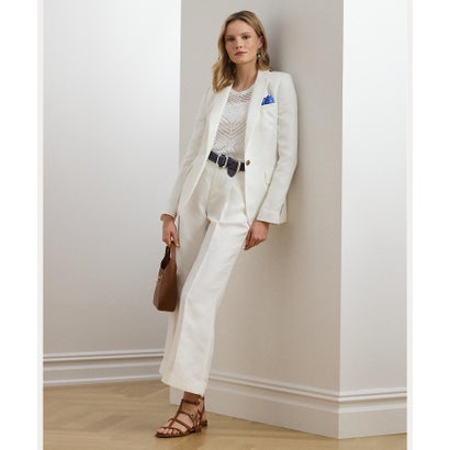 ローレン ラルフ ローレン LAUREN RALPH LAUREN プリーテッド リネンブレンド ツイル ワイドレッグ パンツ （100ホワイト）