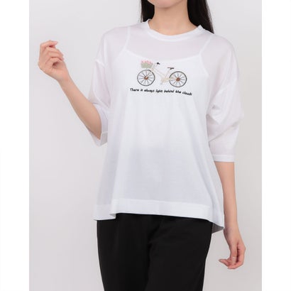 ブローディア BRODIAEA 自転車刺繍半袖Tシャツ （オフホワイト）