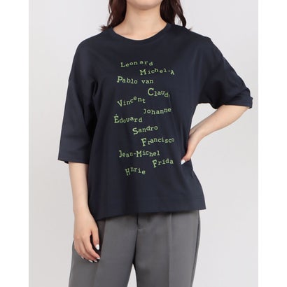 ブローディア BRODIAEA ロゴプリント5分袖Tシャツ (ネイビー)