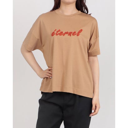 ブローディア BRODIAEA 配色パイルロゴ半袖Tシャツ (ベージュ)