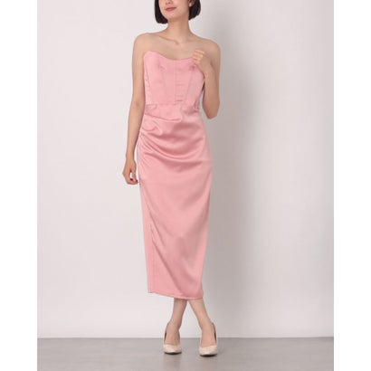 リナシメント RINASCIMENTO アシメタックドレープサテンベアワンピース （Rosa Antico）