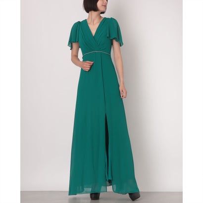 リナシメント RINASCIMENTO ビジューラインウエストフレアスリーブマキシワンピース （Verde Reale）
