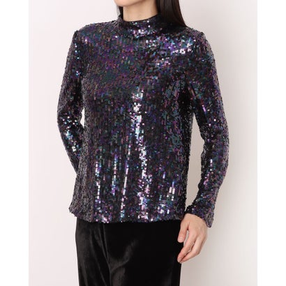 ウィッスルズ WHISTLES High Neck Sequin Top （Black/Multi）