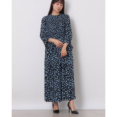 ウィッスルズ WHISTLES Dalmatian Shirred Midi Dress （Blue/Multi）