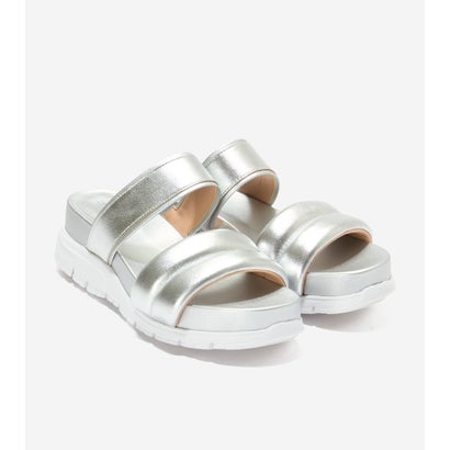 電話を掛ける ハーン COLE HAAN 絶無地びた ダブルダンス楽隊 横すべり サンダル womens （シルバーメタリック / 白いこと）