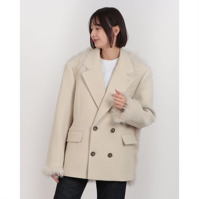 クラネ CLANE FAKE FUR DOCKING OVER COAT（ECRU）