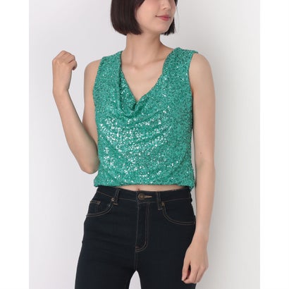 リナシメント RINASCIMENTO ドレープスパンコールTOPS （Acqua Verde）