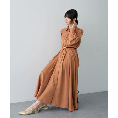 イェッカ ヴェッカ YECCA VECCA タックデザインシャツワンピース （キャメル）