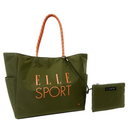 エルスポーツ ELLESPORT ロープハンドル トートバッグ Lサイズ ミニポーチ付き 軽量 はっ水 A4サイズ対応 （カーキ(KHAKI)）