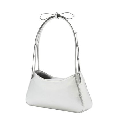 キャセリーニ Casselini 肩リボンエナメルバッグ（Shoulder Ribbon Enamel Bag） （しろがね色）