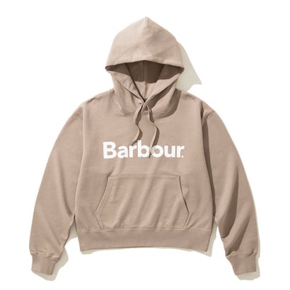 バブアー Barbour ロゴタイプ クロップド 汗水 ボンネット パーカー（Japan Limited Ladies Sweat Hoodie） （ベージュ）