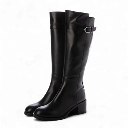 インターショシュール INTER-CHAUSSURES ラウンドトウミドルヒールロングブーツ （ブラック）