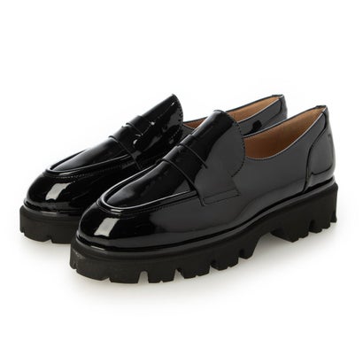 インターショシュール INTER-CHAUSSURES ラウンドトウタンクソールローファー （黒いことエナメル）