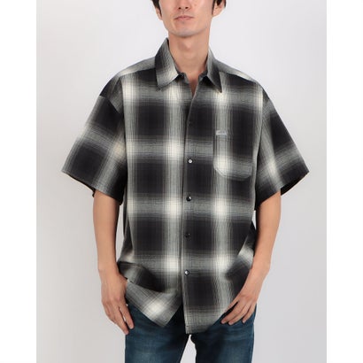 キャルトップ Cal Top CalTop OMBRE CHECK S/S SHIRTS キャルトップ オンブレ チェックシャツ ポケット付き （ブラック×アイボリー）
