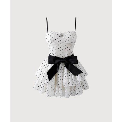 ラポミ プチ LA POMME petit Princess Dots Ribbon Cami Dress (White)|LOCOMALL(ロコンド公式ストア)