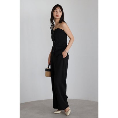 ボンジュールサガン BONJOUR SAGAN linen like front button bustier set up / リネンライクフロント釦ビスチェセットアップ （BLACK）