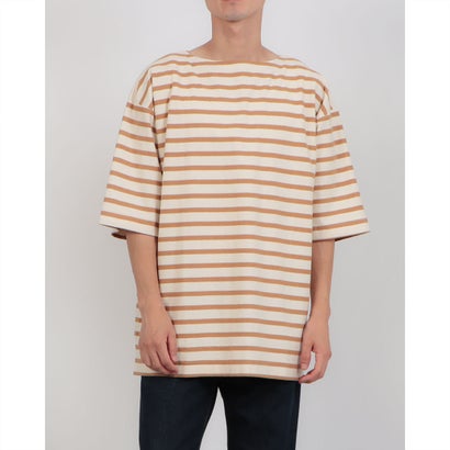 アンダイドスタンダード UNDYED STANDARD UNDYED STANDARD アンダイドスタンダードTERRA BORDAR S/S Tee テラボーダーショートスリーブT USN24SLS089 (ホワイト×タン)|LOCOMALL(ロコンド公式ストア)