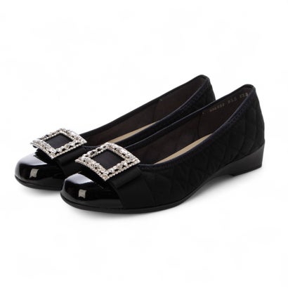 ブリジットバーキン ウォーク Bridget Birkin Walk キルティングビジューリボンウォーキングパンプス （ブラックスウェード）