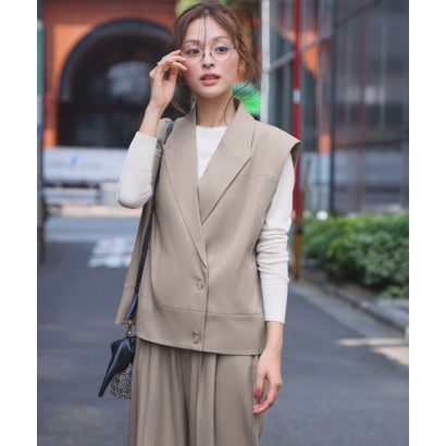 エルフランク ELFRANK セットアップ テーラードベスト ジレ ワイドパンツ 2点セット 上下セット ビジネス オフィス オケージョン（ベージュ）｜LOCOMALL（ロコンド公式ストア） 10,285円