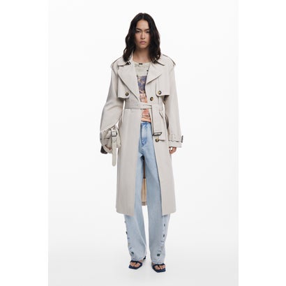 デシグアル Desigual プリーツバックトレンチコート （ブラウン）