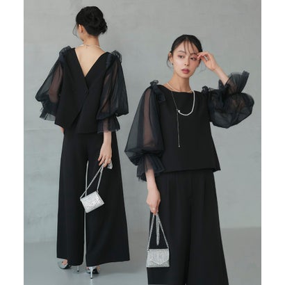 ルイルエブティック RUIRUE BOUTIQUE オケージョンドレス 華燭の典 前後2WAY 洗える ｜ バックコンシャストップス ＆ タックワイドパンツ 御召しもの ( チュールつけ袖付き添い人 ) ｜ ズボン下御召しもの 美脚成り行き