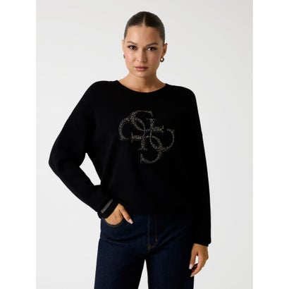 ゲス GUESS LS Cn Sylvie Logo Sweater （JBLK）