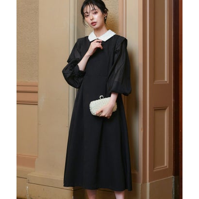 ルイルエブティック RUIRUE BOUTIQUE オケージョンドレス 結婚式 2WAY ストレッチ ｜ オーガンジースリーブ ワンピース ドレス ( レース 付け襟 付き ) ｜ オケージョン お呼ばれ パーティードレス