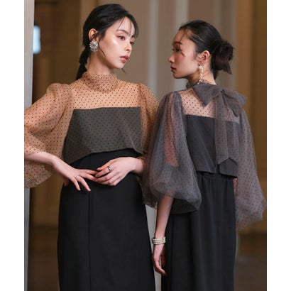 ルイルエブティック RUIRUE BOUTIQUE オケージョンドレス 結婚式 ストレッチ | シアー ドット Iライン ワンピース ドレス | 二次会 披露宴 美脚 オケージョンワンピース お呼ばれ パーティード