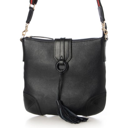 ジェニュインレザー Genuine Leather フリンジ本革ショルダーバッグ （dark navy）