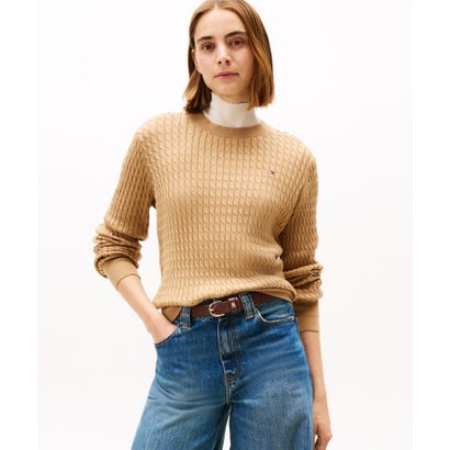 トミー ヒルフィガー TOMMY HILFIGER コットンケーブルファインゲージロングスリーブセーター （ベージュ） 14,454円