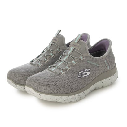 スケッチャーズ SKECHERS レディース スニーカー スリッポン SUMMITS BEST CHOICE ワイド 幅広 ハンズフリー スリップインズ 防水 150199W （グレー）