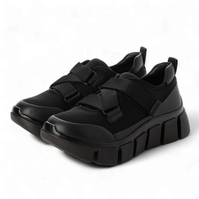 bussola ブソラ   TORINO    本革ベルトアクセントスニーカー （LYCRA BLACK）