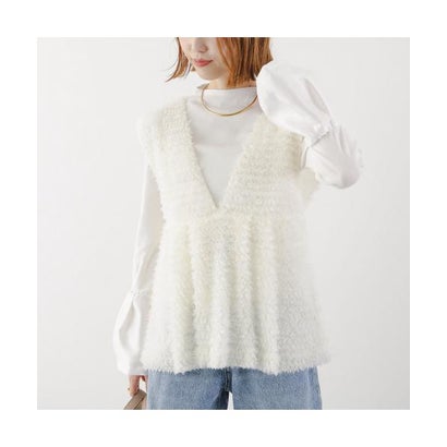 アナナ anana anana カットソー a19-044 ベルスリーブ 切替 リブ （WHT/ホワイト）