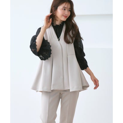 ルイルエブティック RUIRUE BOUTIQUE フレア ジレ & フレアパンツ セットアップ | オケージョンスーツ・セレモニースーツ・フォーマルスーツ・ママスーツ・パンツスーツ (ライトグレージュ|LOCOMALL(ロコンド公式ストア)