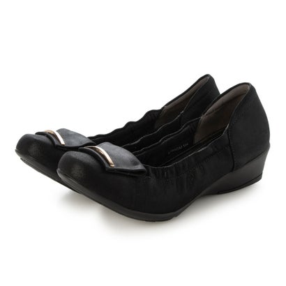 シュール SHOEL 本革つま先折り返しウォーキングパンプス （ブラックメタリック）